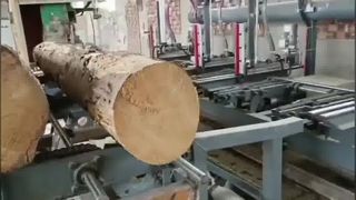 Вертикальная ленточная пилорама с гидравлической тележкой для бревен – пневматический захват бревен