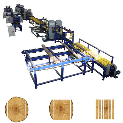 Automatic Small Logs Cutting Saw Twin Bandsaw Industrial Wood Process Production Line
