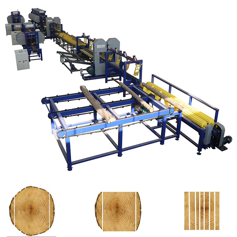 Fully Automated Bandsaw Wood Mill Sawmill Woodworking Log Cutting Twin Blade Vertical Saw Machine