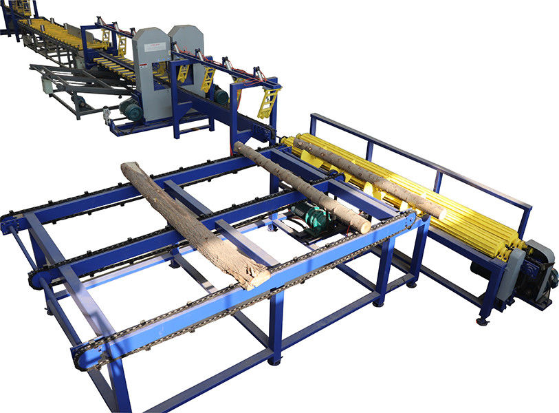 Wood Cutting Twin Vertical Band Sawmill Production Line for log diameter 350mm