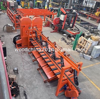 2 Heads Vertical Band Sawmill Small Logs Wood Processing Line With Platform